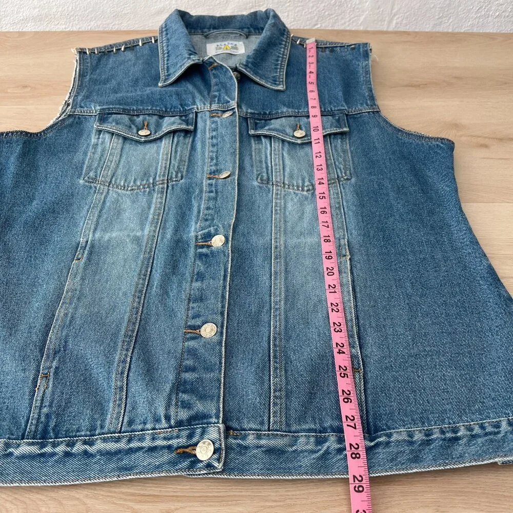 Vintage 90s Alaska Wilderness Gear 1959 Men's XL Blue Denim Vest (Customized)